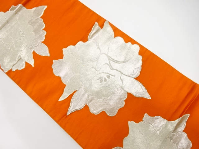 JAPANESE KIMONO / ANTIQUE FUKURO OBI / SILK / WOVEN FLOWER